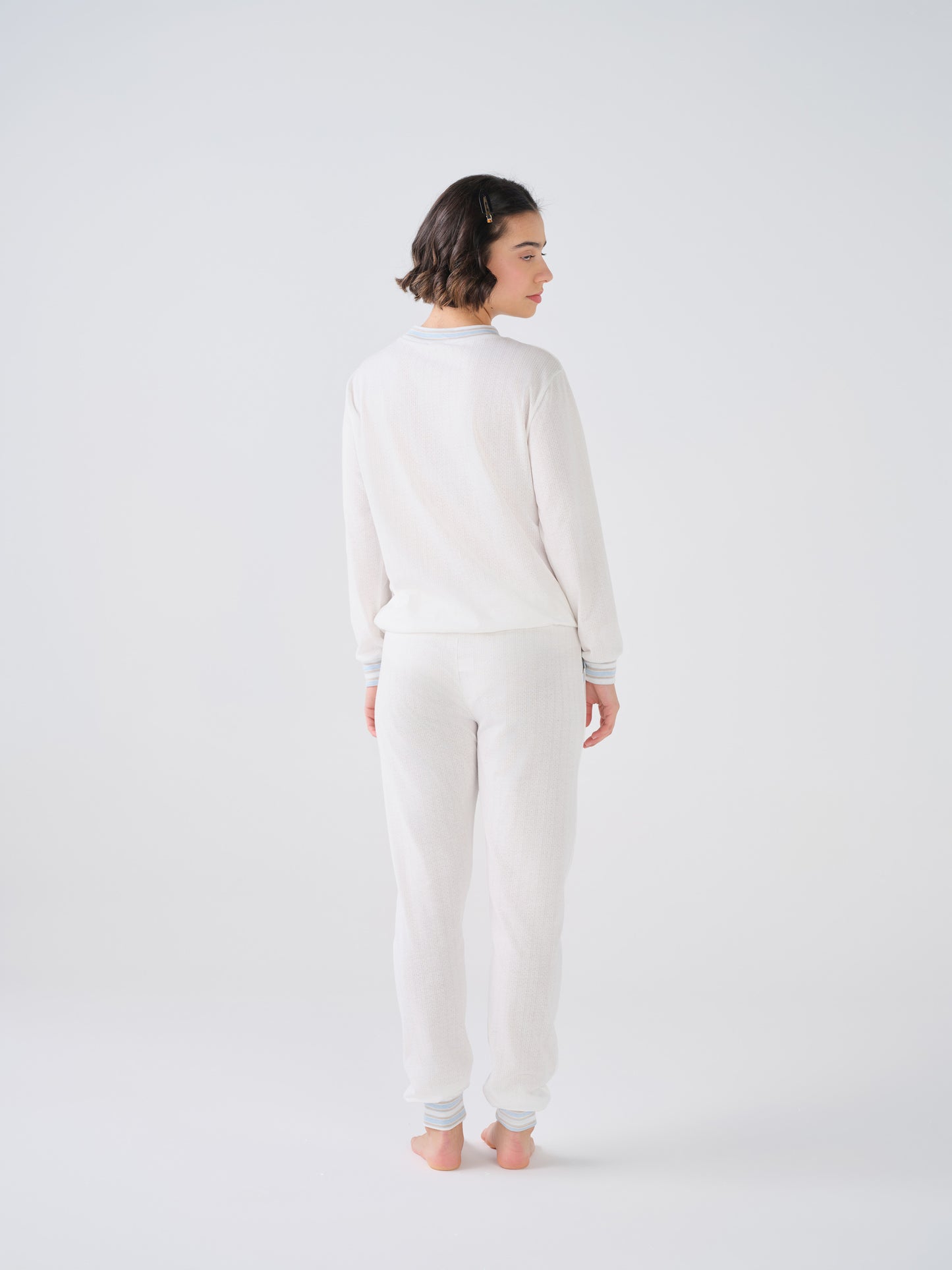 Pijama Feminino Cardado com Manga Comprida CONUAL