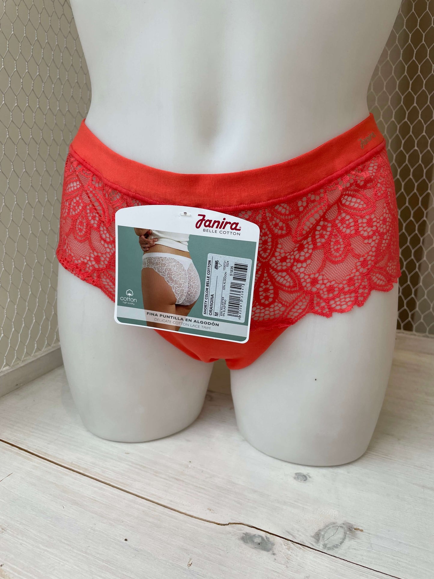 Shorty Rendado "Belle Cotton Color" Algodão para Mulher