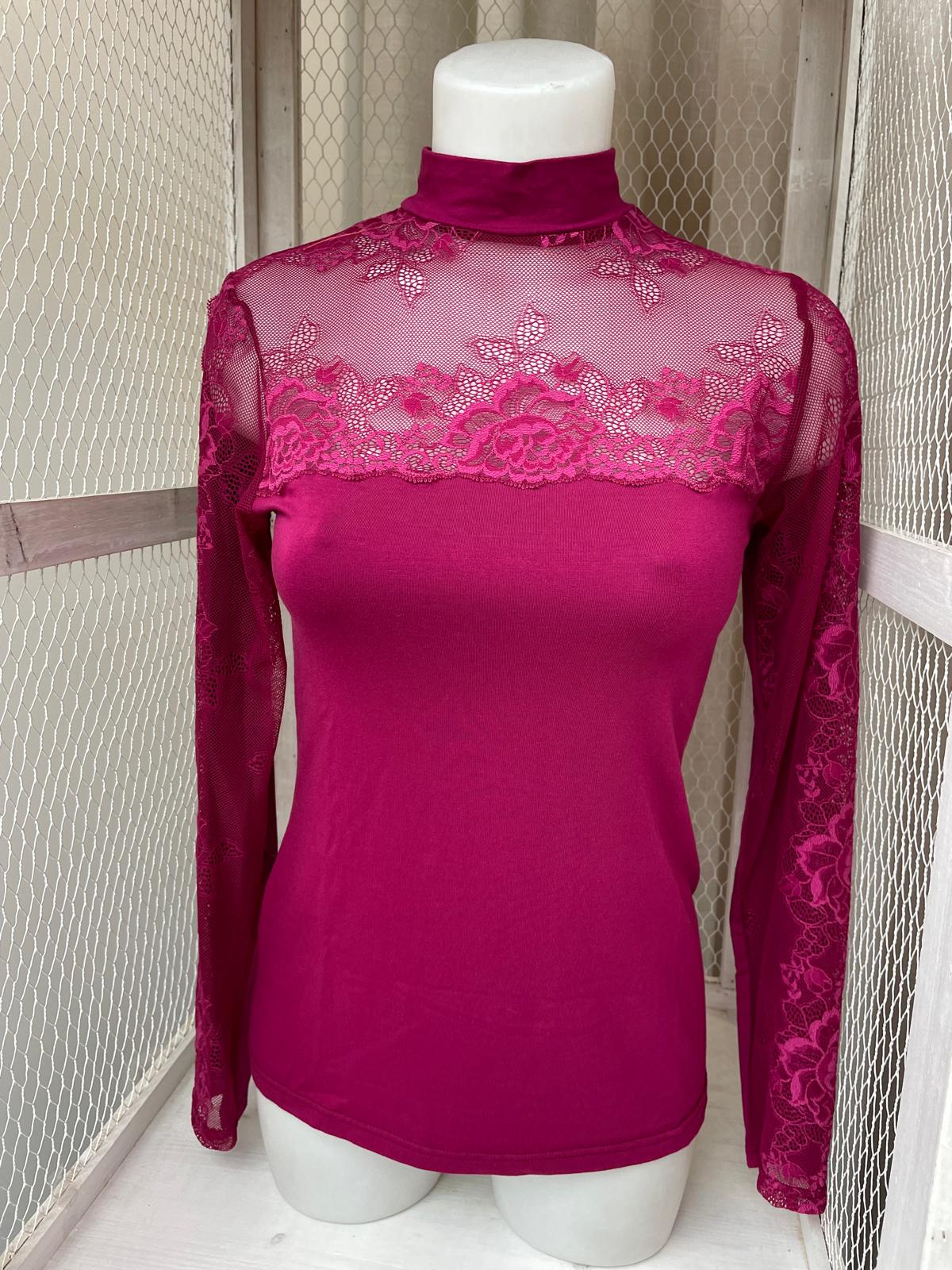 Camisola Meia Gola Rendada "CTA. M/L CL 122 GRETA" para Mulher