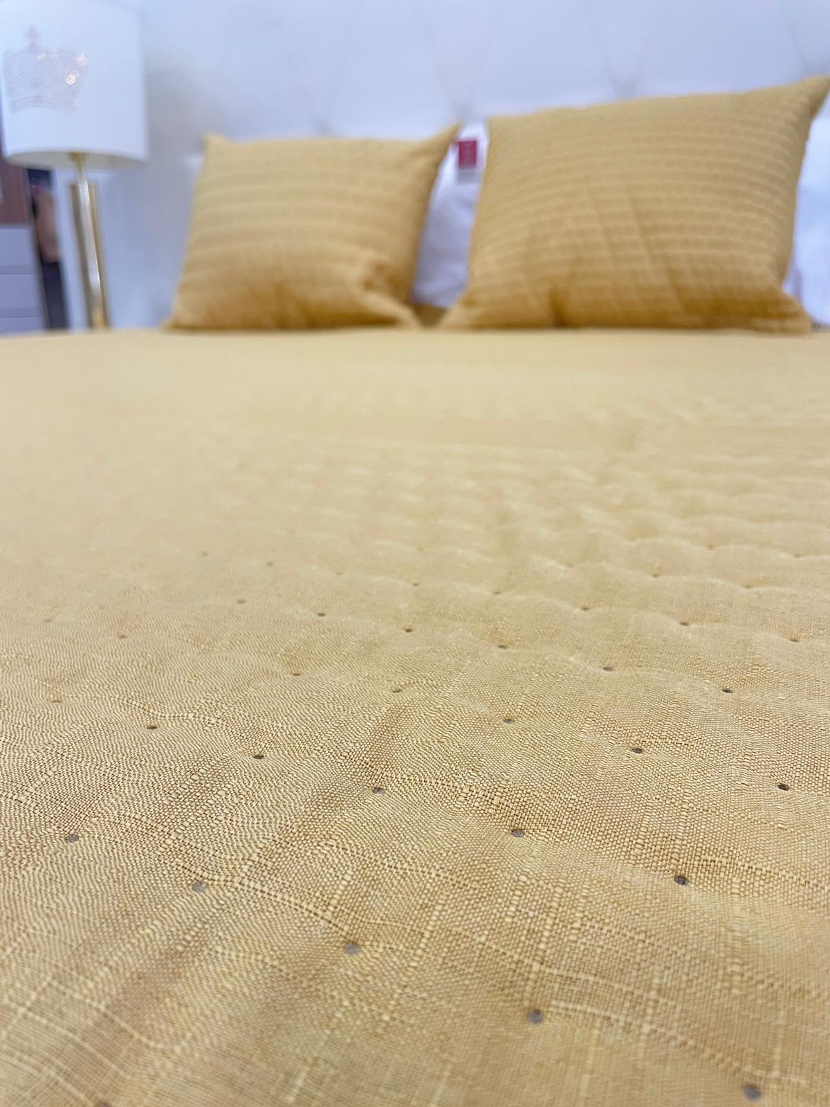 Colcha 250x270 Efeito Linho com Duas Almofadas Cheias
