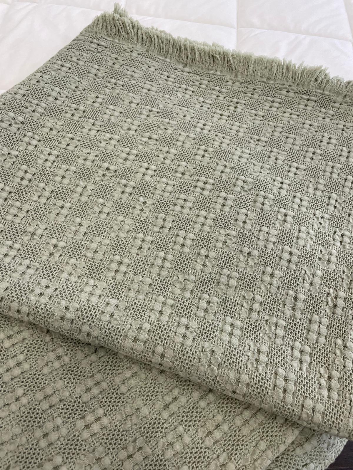 Manta Decorativa em Algodão 120x200 Verde Seco