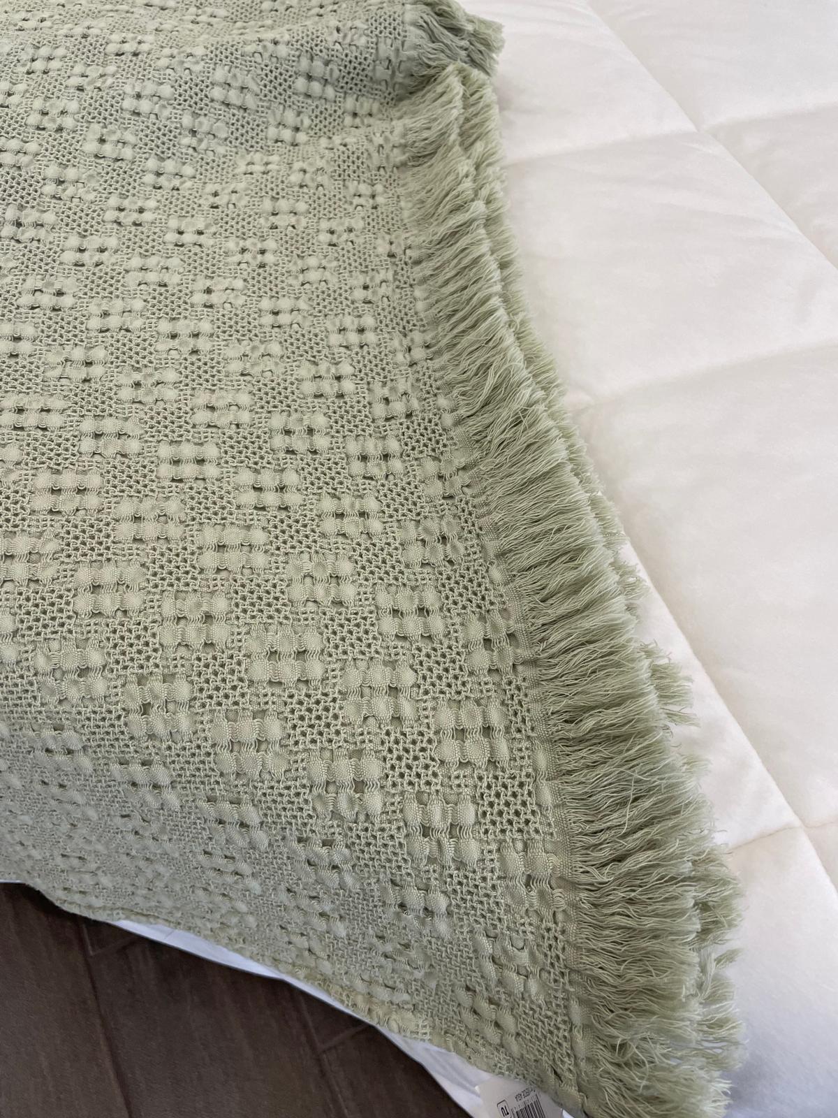 Manta Decorativa em Algodão 120x200 Verde Seco