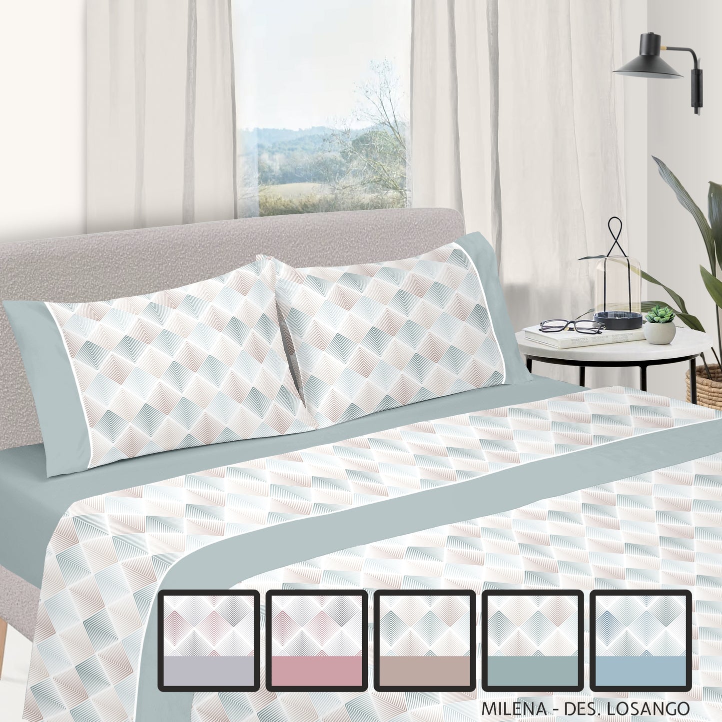Jogo de Cama Estampado Milena 100% Algodão