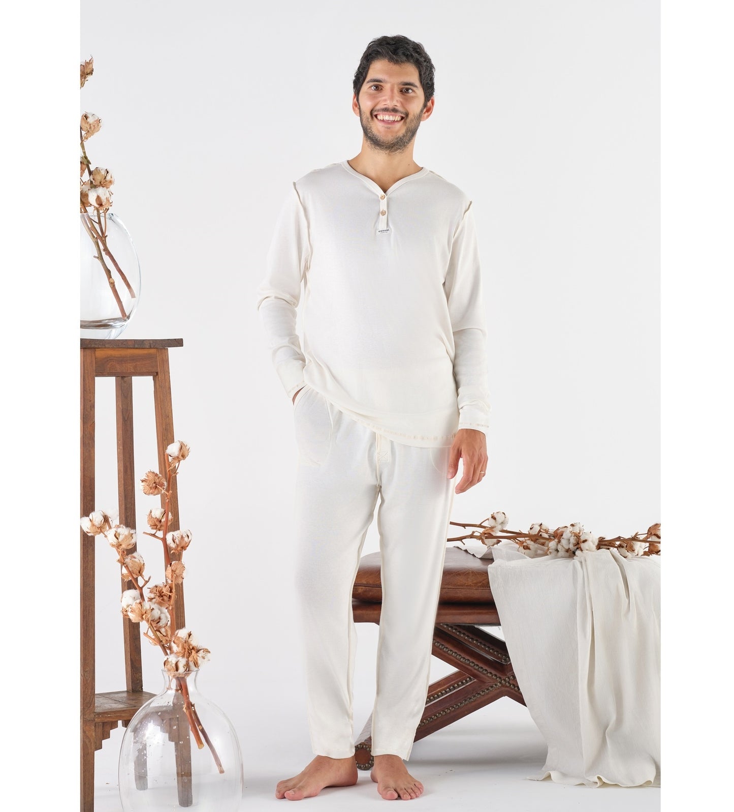 Pijama de Homem 100% Algodão Biológico para Peles Sensíveis ou Alergias, Psoríase, Eczemas, etc