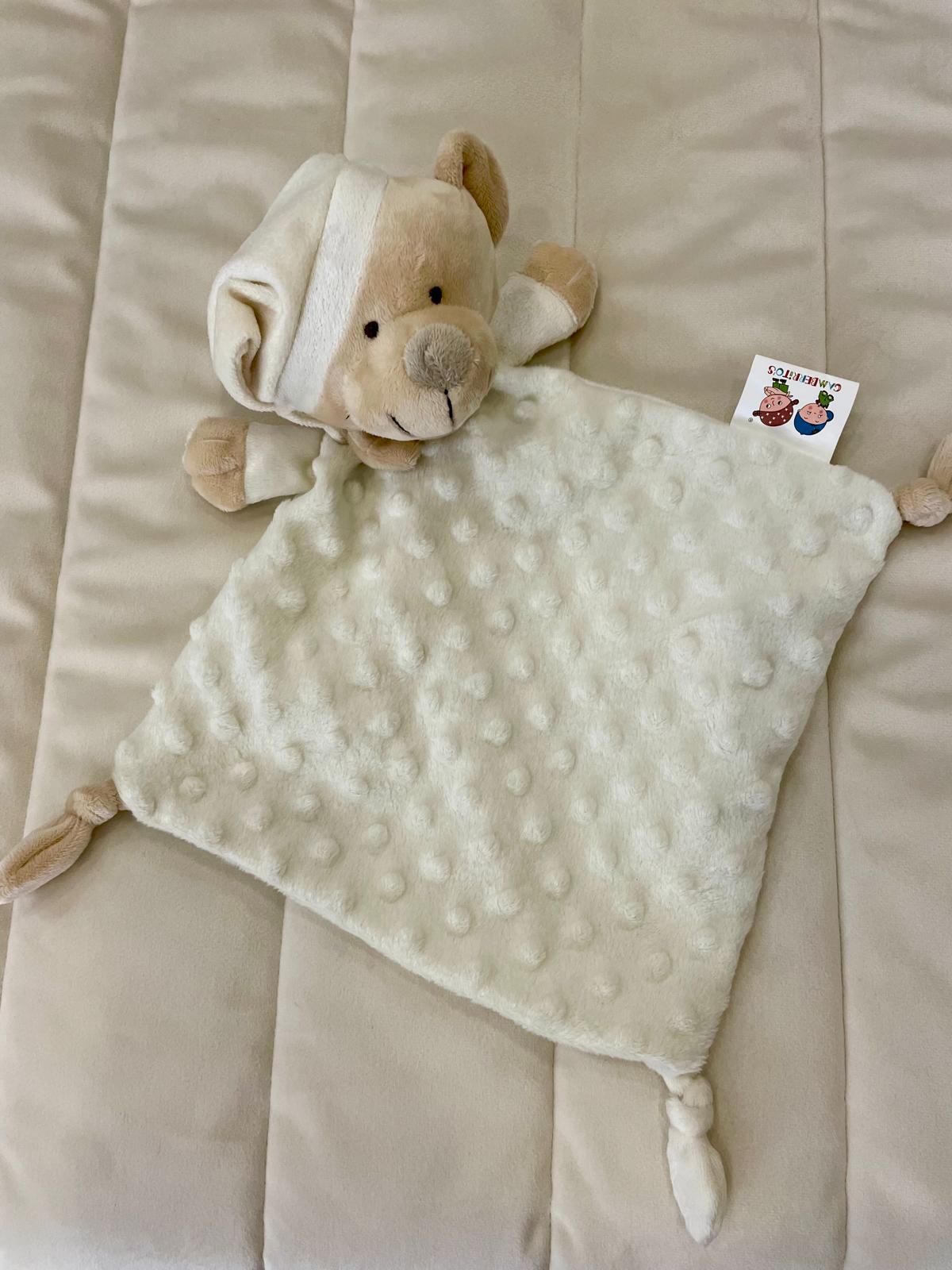 Doudou ou naninha em Peluche Ursinho personalizável com o Nome do Bebé