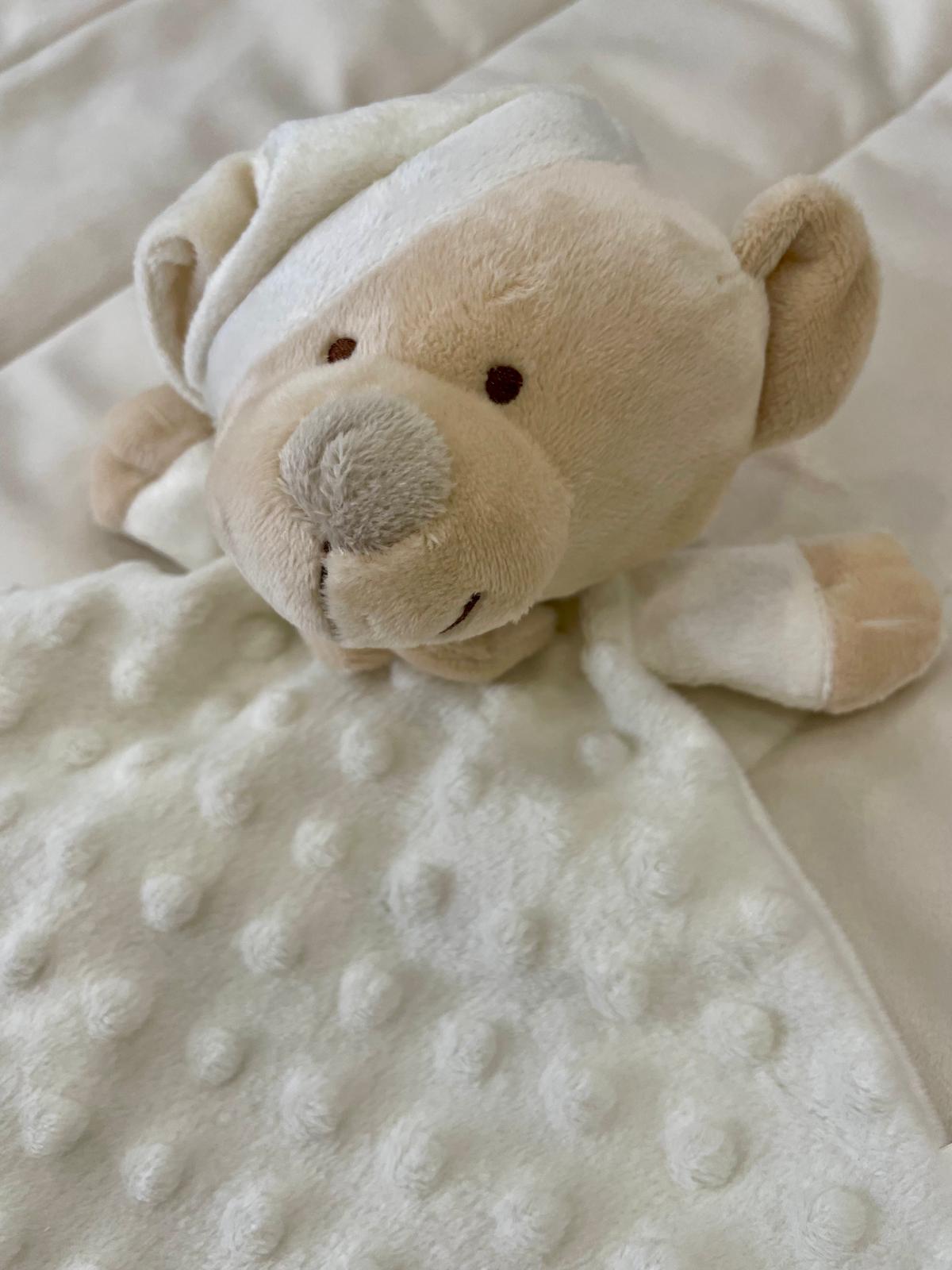 Doudou ou naninha em Peluche Ursinho personalizável com o Nome do Bebé