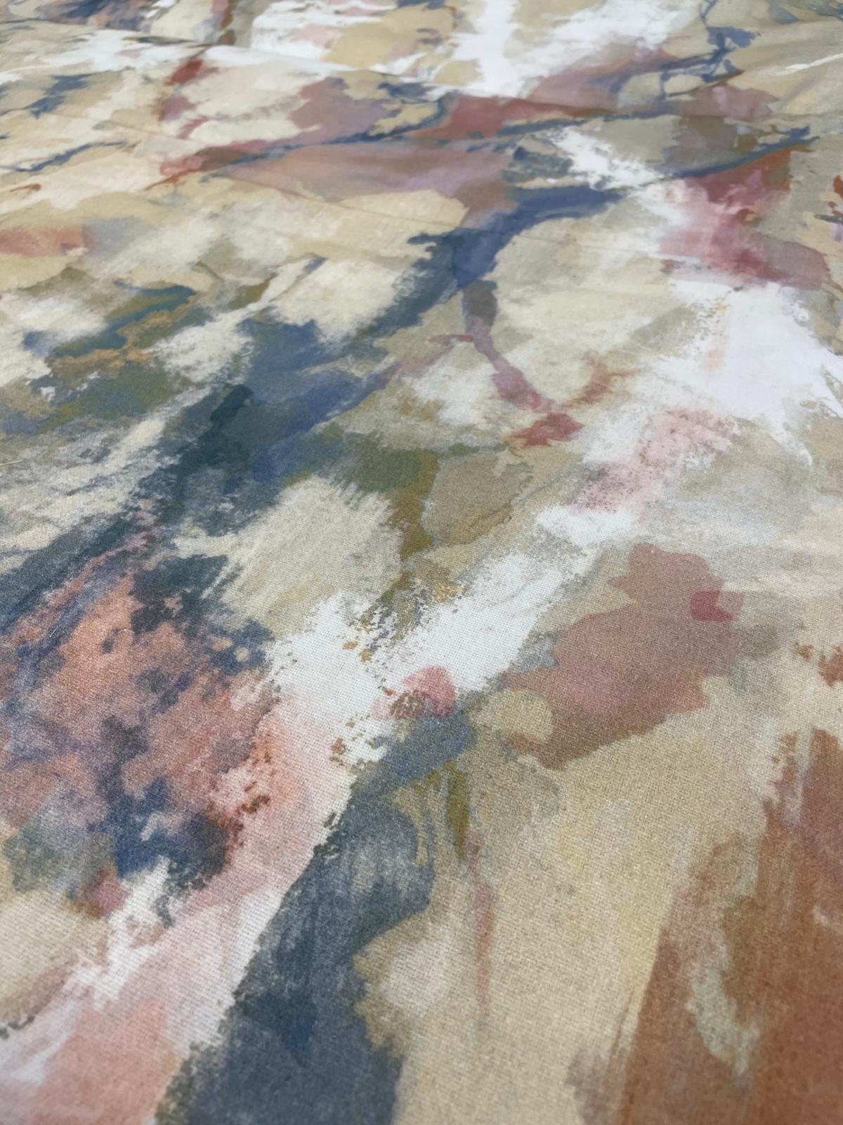 Edredon Tecido Estampado Abstrato para Cama de Casal com Duas Fronhas Vazias