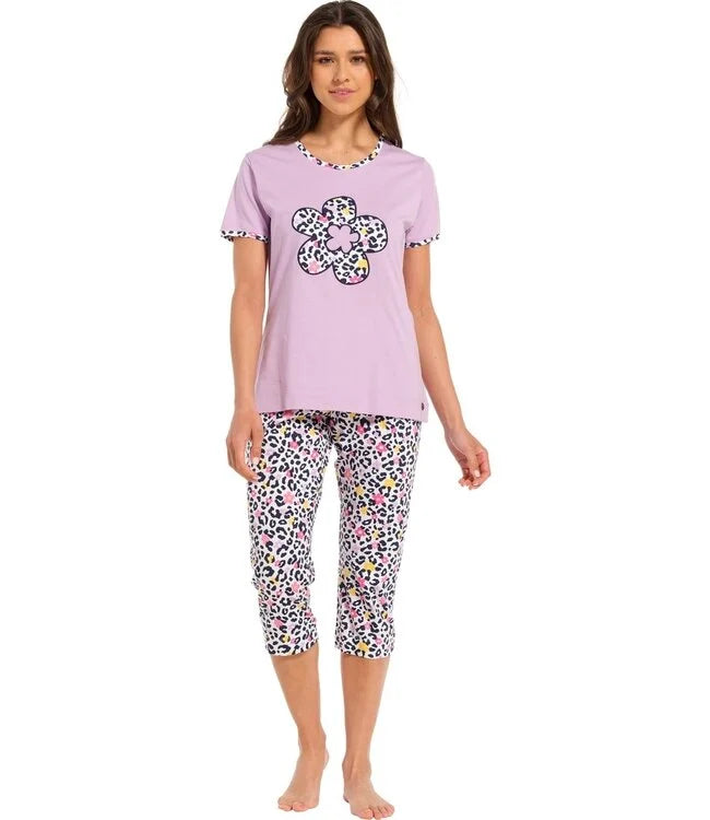 Pijama REBELLE para Mulher de Manga Curta e Corsário