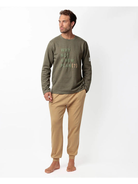 Pijama Manga Comprida e Malha Felpa "Why Not" para Homem ADMAS