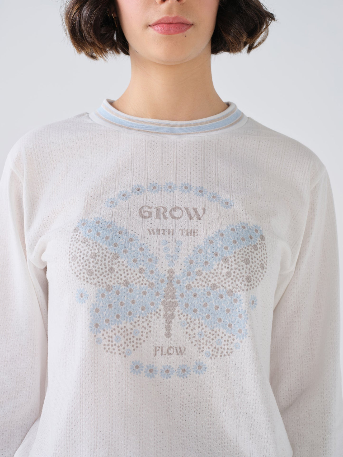 Pijama Feminino Cardado com Manga Comprida CONUAL