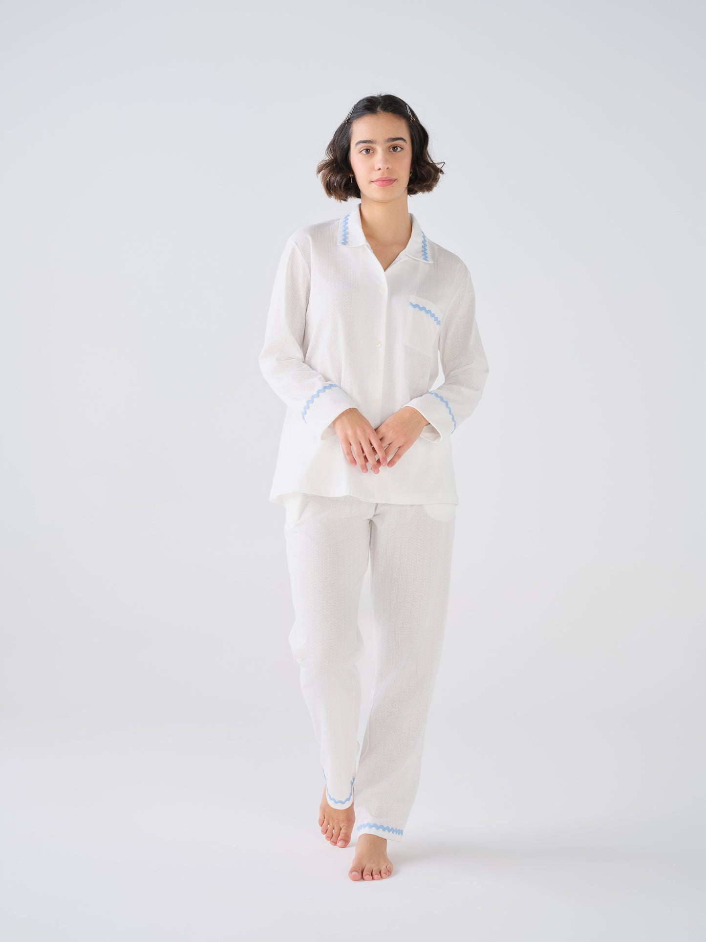 Pijama Feminino Cardado com Manga Comprida CONUAL