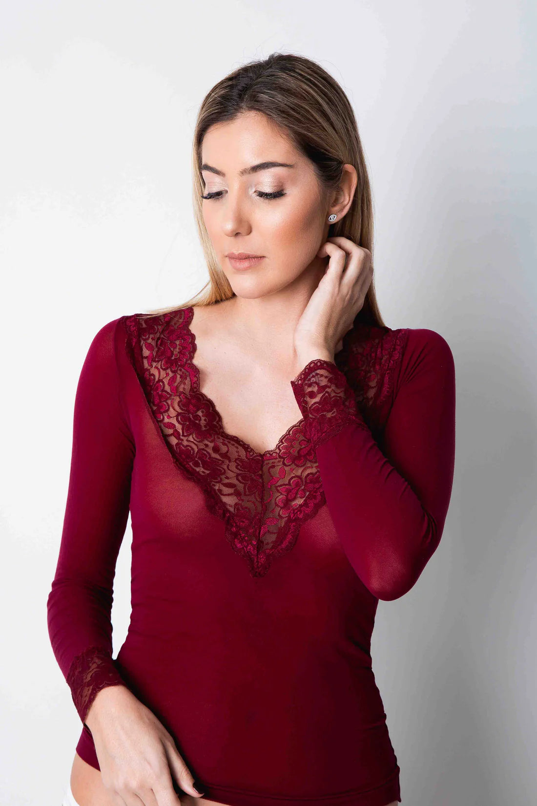 Camisola Segunda Pele Decote em Bico "Adelfa"