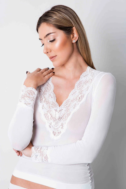 Camisola Segunda Pele Decote em Bico "Adelfa"