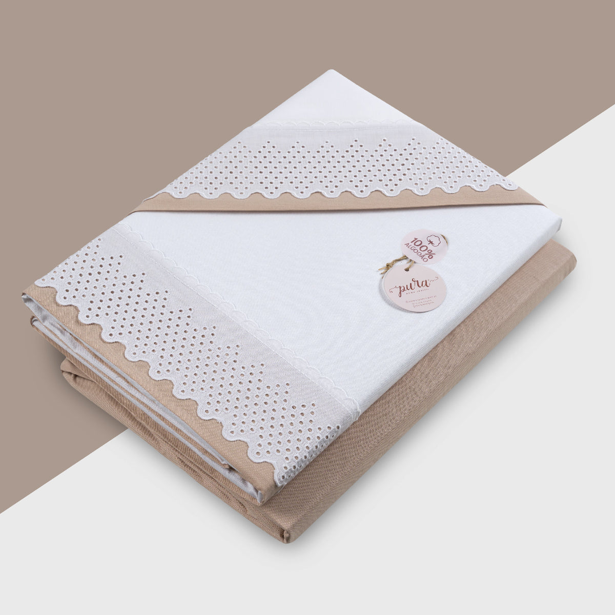 jogo de cama 100% algodão com renda