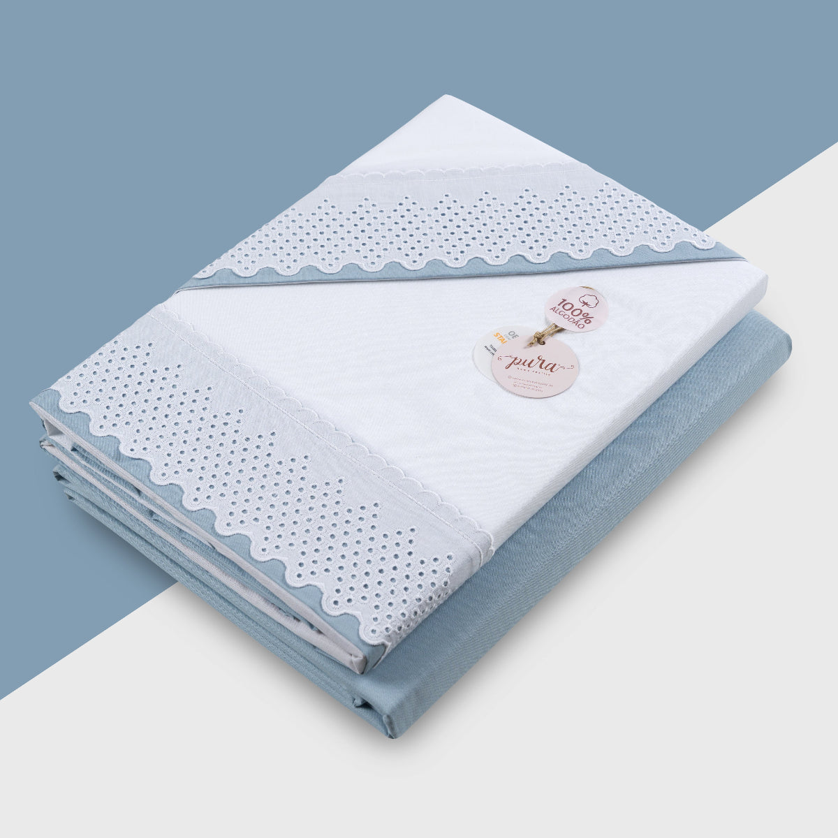 jogo de cama 100% algodão com renda