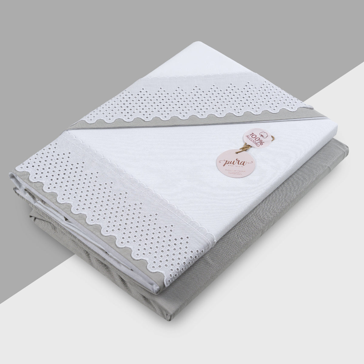 jogo de cama 100% algodão com renda