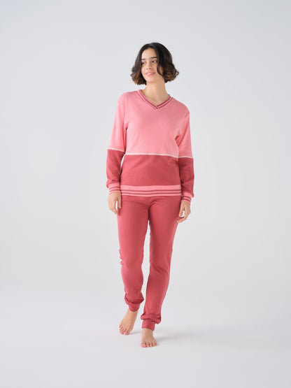 Pijama Feminino Cardado com Manga Comprida CONUAL