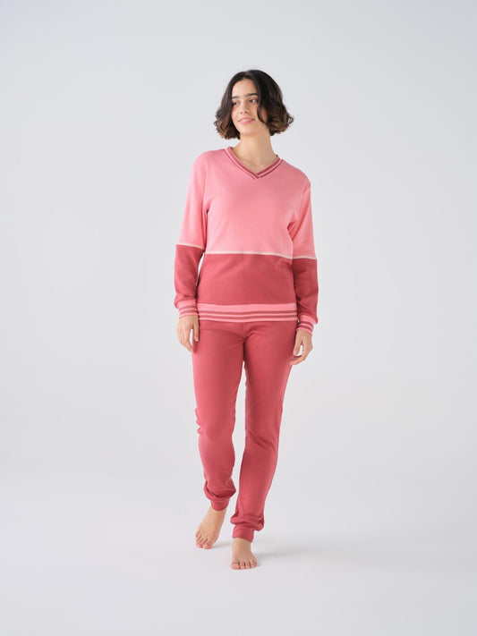 Pijama Feminino Cardado com Manga Comprida CONUAL