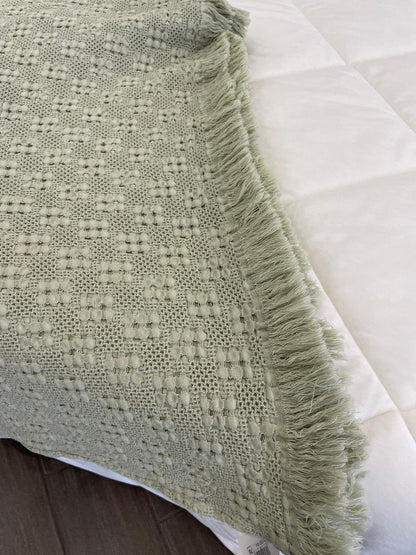 Manta Decorativa em Algodão 120x200 Verde Seco