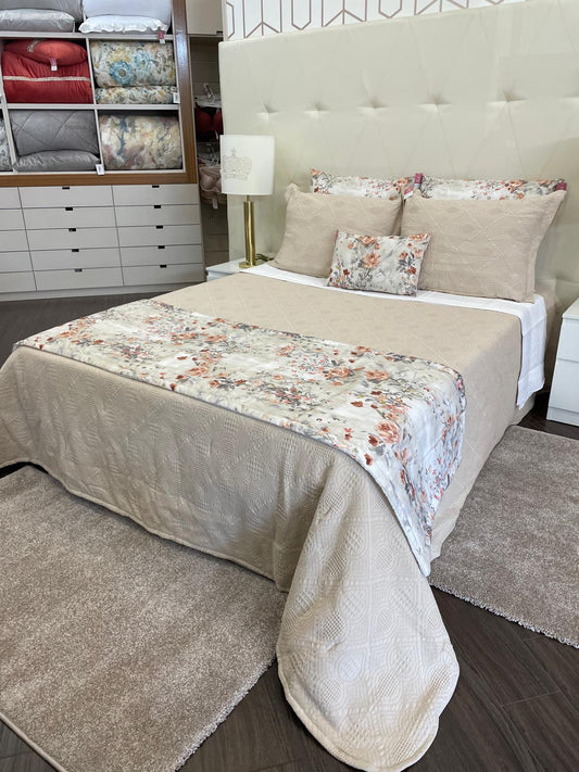 Colcha para Cama de Casal em Algodão com Relevo