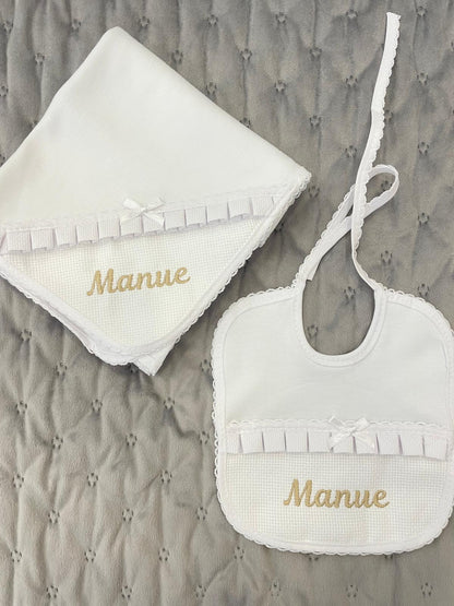 Conjunto Fraldinha e Babete com Laçinho (PERSONALIZAR)