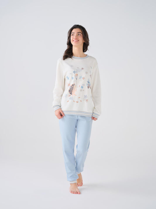 Pijama Feminino Cardado com Manga Comprida CONUAL