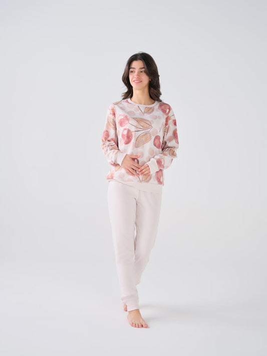 Pijama Feminino Cardado com Manga Comprida CONUAL