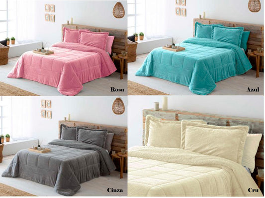 Colcha de Borrego com duas fronhas vazias de 50x70 cm