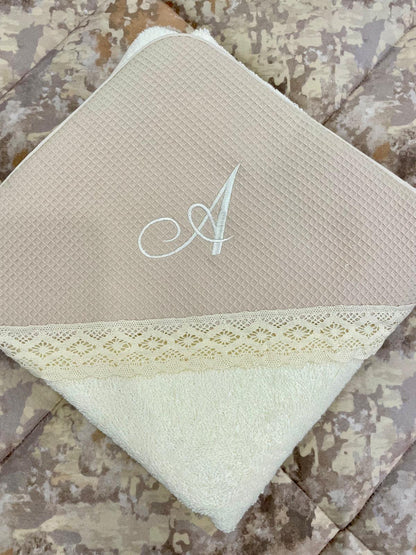 Toalha de Banho de Bebé com Renda (PERSONALIZAR)