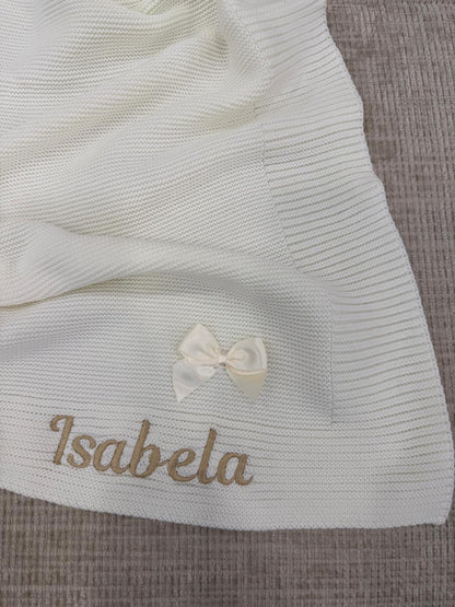 Manta de Bebé em Malha com Laço (PERSONALIZAR)