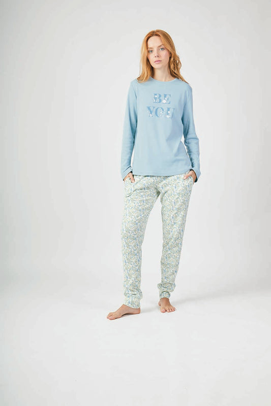 Pijama Feminino Cardado com Manga Comprida JAVIER GOLMAR