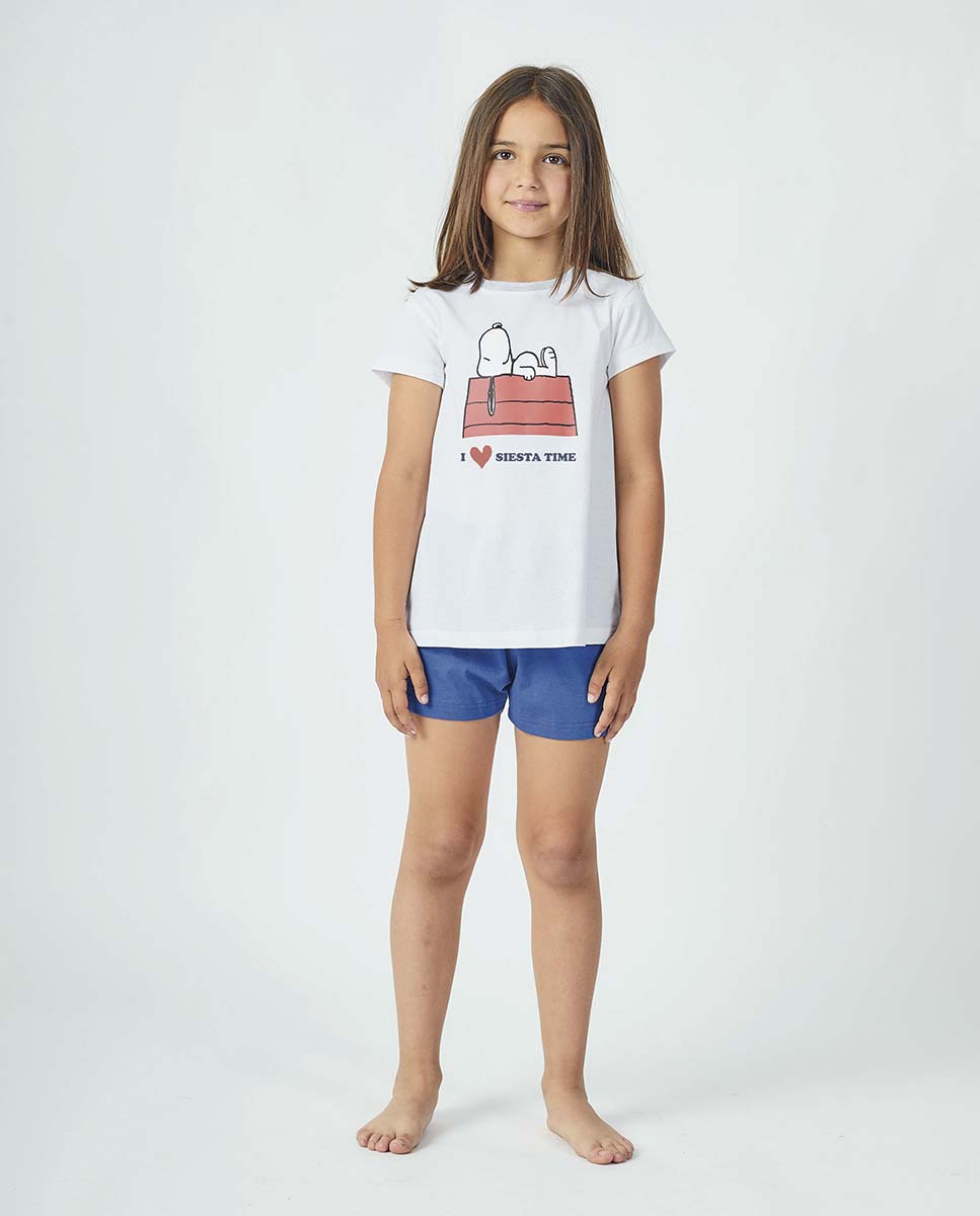Pijama Javier Golmar para Criança Manga Curta e Calção SNOOPY