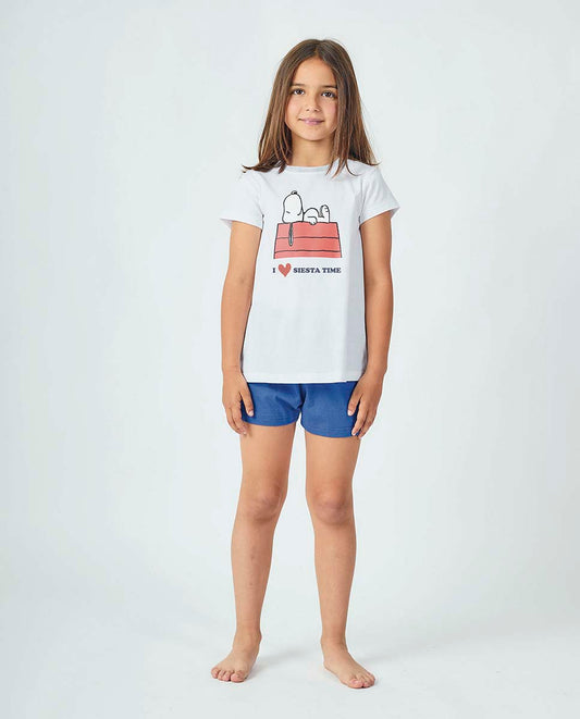 Pijama Javier Golmar para Criança Manga Curta e Calção SNOOPY
