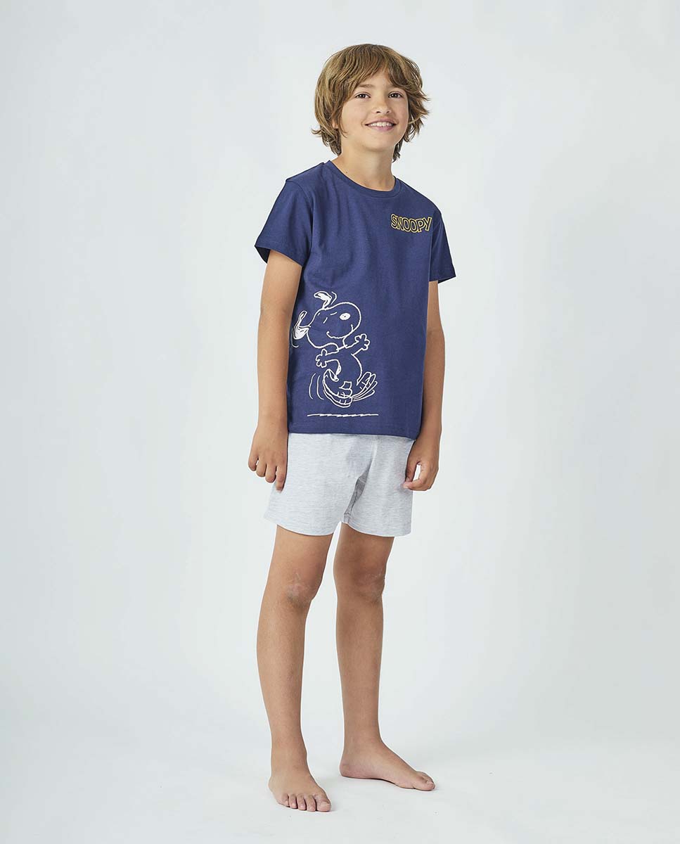 Pijama Javier Golmar para Criança Manga Curta e Calção SNOOPY