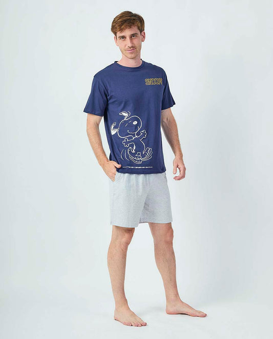 Pijama Javier Golmar para Homem Manga Curta e Calção SNOOPY