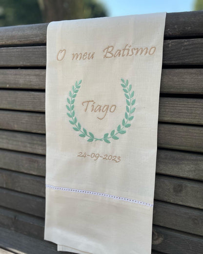 Toalha de Batismo Personalizada com Nome e/ou Data - Desenho: Espiga