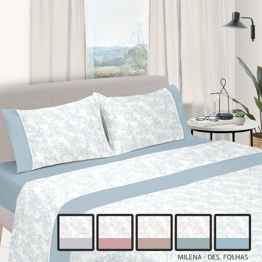 Jogo de Cama Estampado Milena 100% Algodão