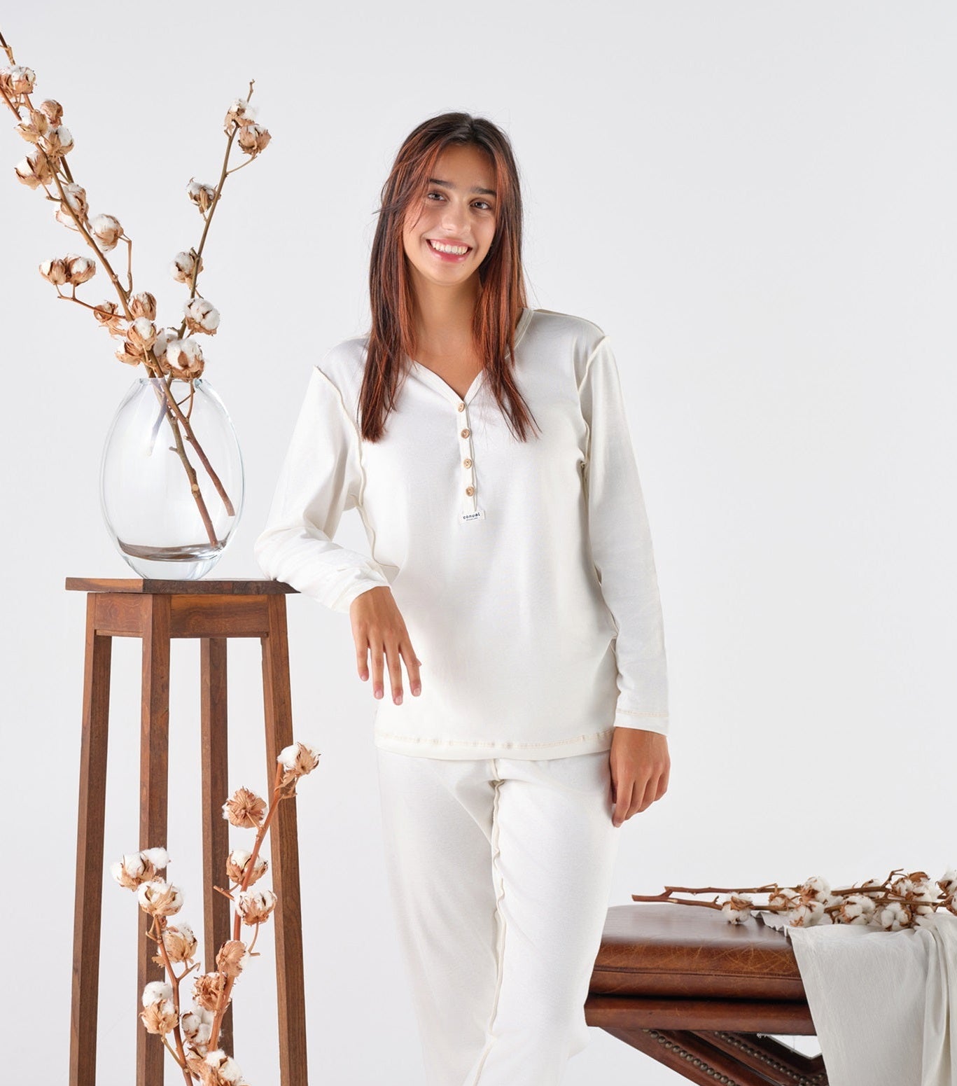 Pijama de Mulher 100% Algodão Biológico para Peles Sensíveis ou Alergias, Psoríase, Eczemas, etc