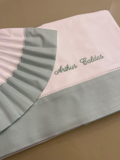 Jogo de Cama de Bebé Personalizado com NOME bordado (Cama de Grades)