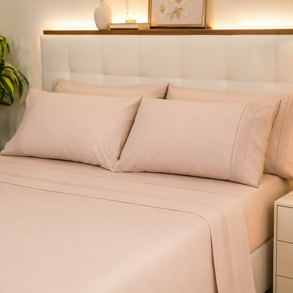 conjunto de lencois cor areia 100% algodão