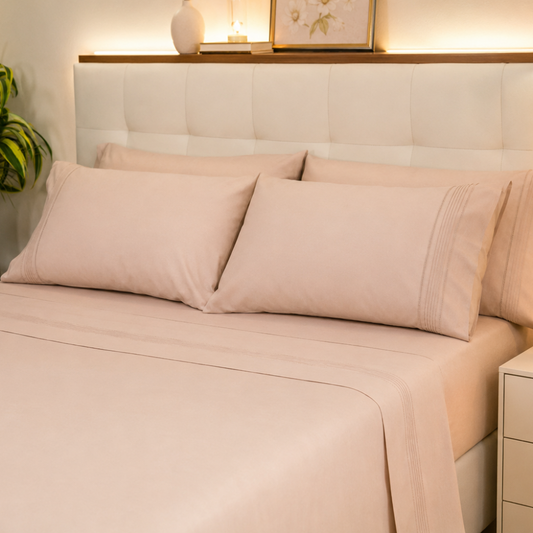 conjunto de lencois cor areia 100% algodão