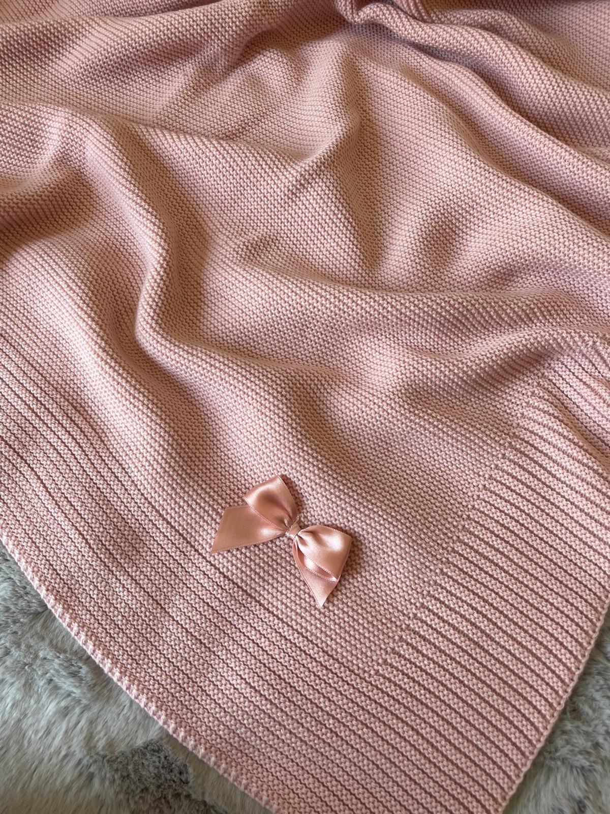 Manta de Bebé em Malha com Laço (PERSONALIZAR)