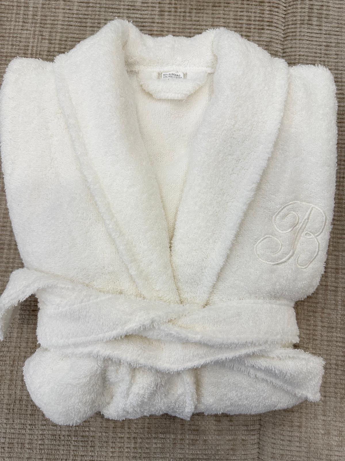 Roupão de Banho em Felpo 100% Algodão com Cinto Ajustável e Bolsos Frontais