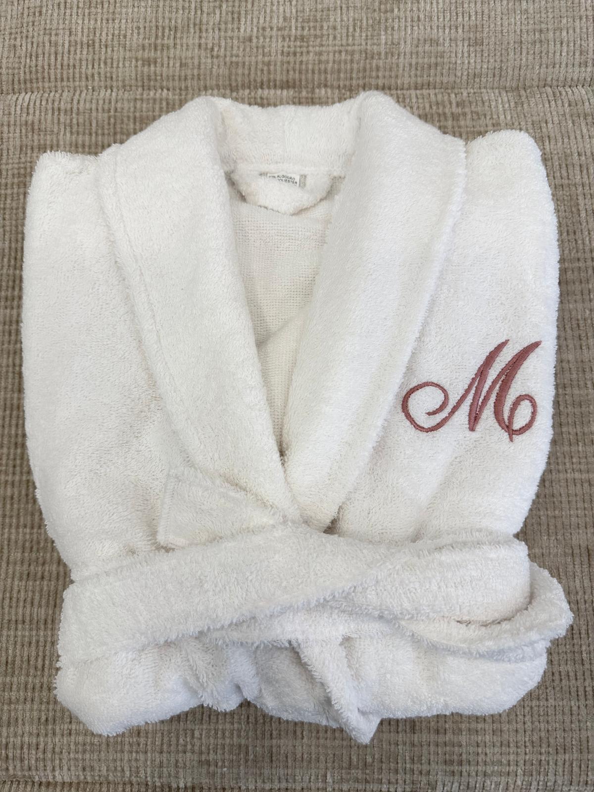 Roupão de Banho em Felpo 100% Algodão com Cinto Ajustável e Bolsos Frontais