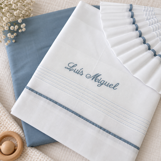 Jogo de Cama de Bebé personalizado com NOME bordado (Cama de Grades)