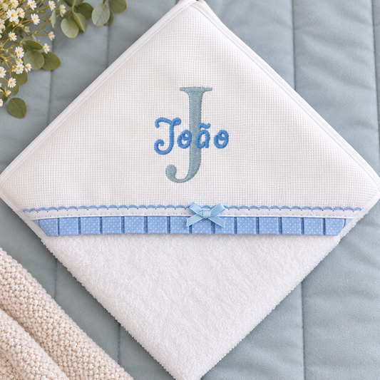 Toalha de Banho com Capuz de Bebé Personalizada com o Nome